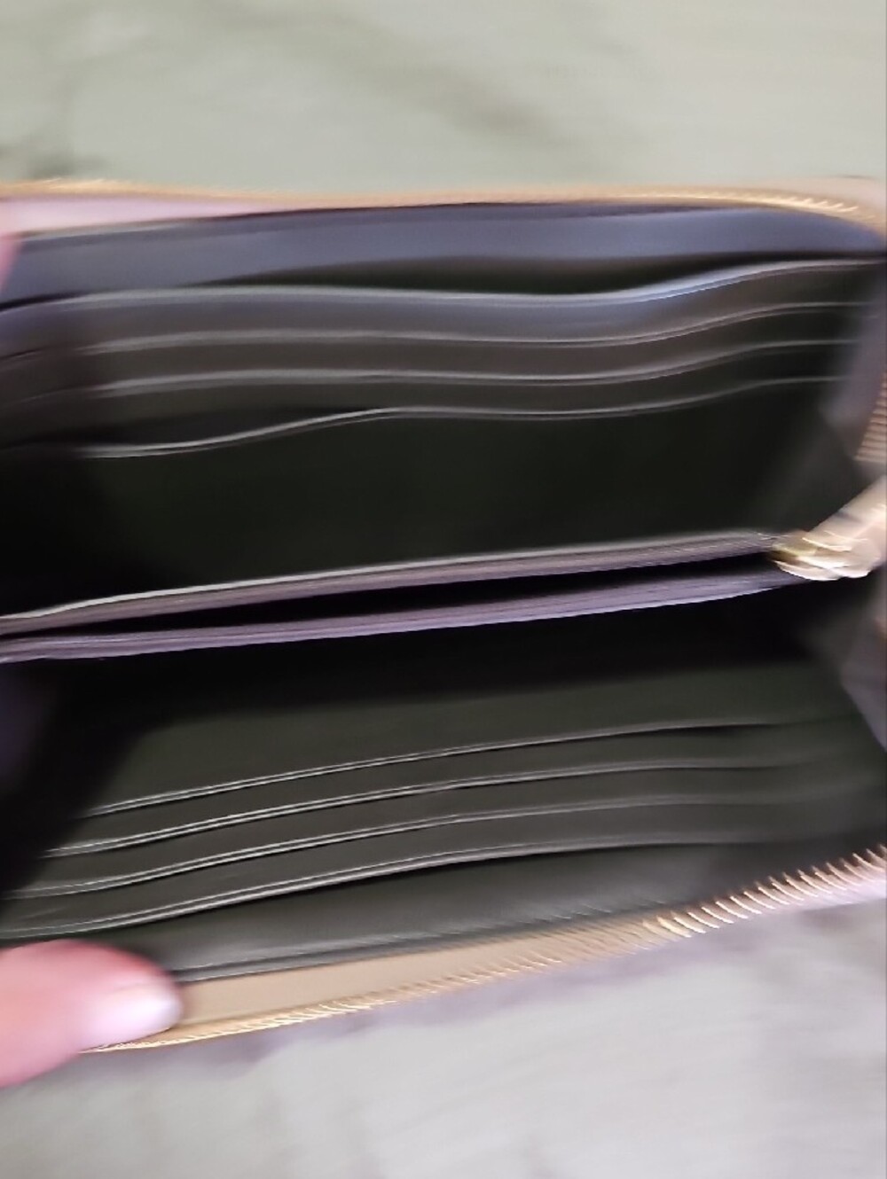 Coach Signature Zip Wallet in Metallic Champagne and Brown Canvas - Picture 3 of 9